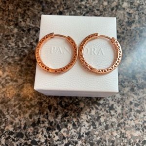Pandora Rose Gold Sparkle & Heart Earrings